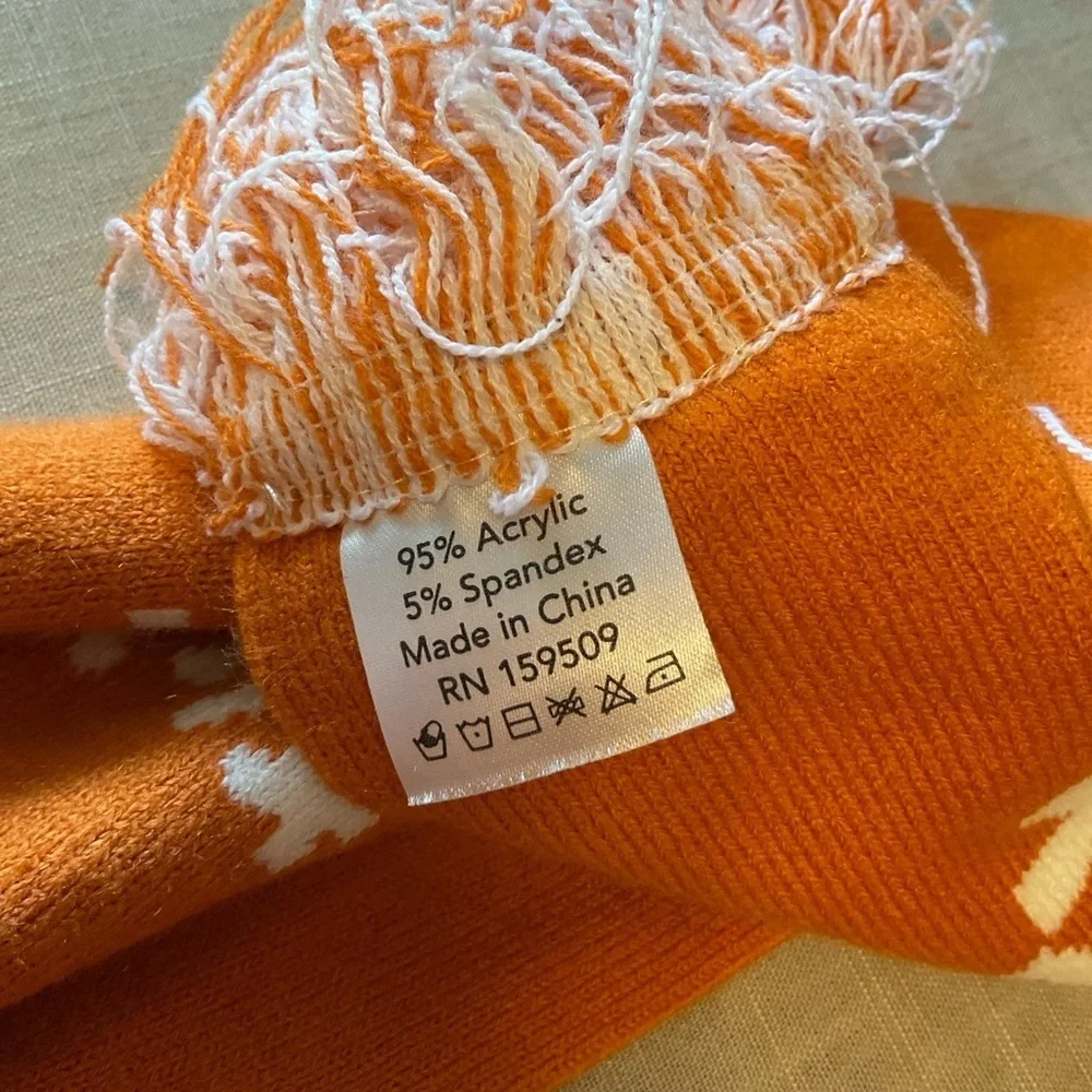 Orange Snowflake Scarf with Fringe